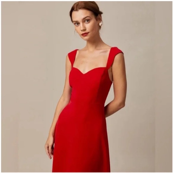 NEW! RIHOAS The Red Sweetheart Neckline Cap Sleeve Midi Dress Size XS - Picture 2 of 15